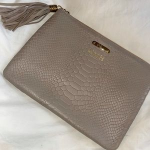 Gigi New York Stone Embossed Python Leather Clutch